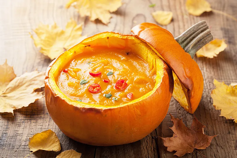 soup in a pumpkin